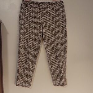 MELISSA PAIGE Gold/Black/Beige Metallic Pull-On Stretch Ankle Pants, Size: 1X